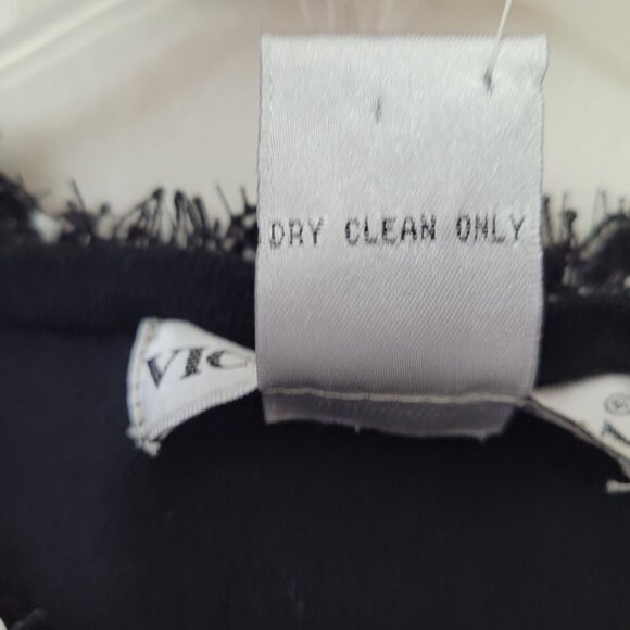 Victor Costa Sweater Womens L Black Fringe 3/4 Sleeve Cropped Cardigan Party New - Picture 5 of 10